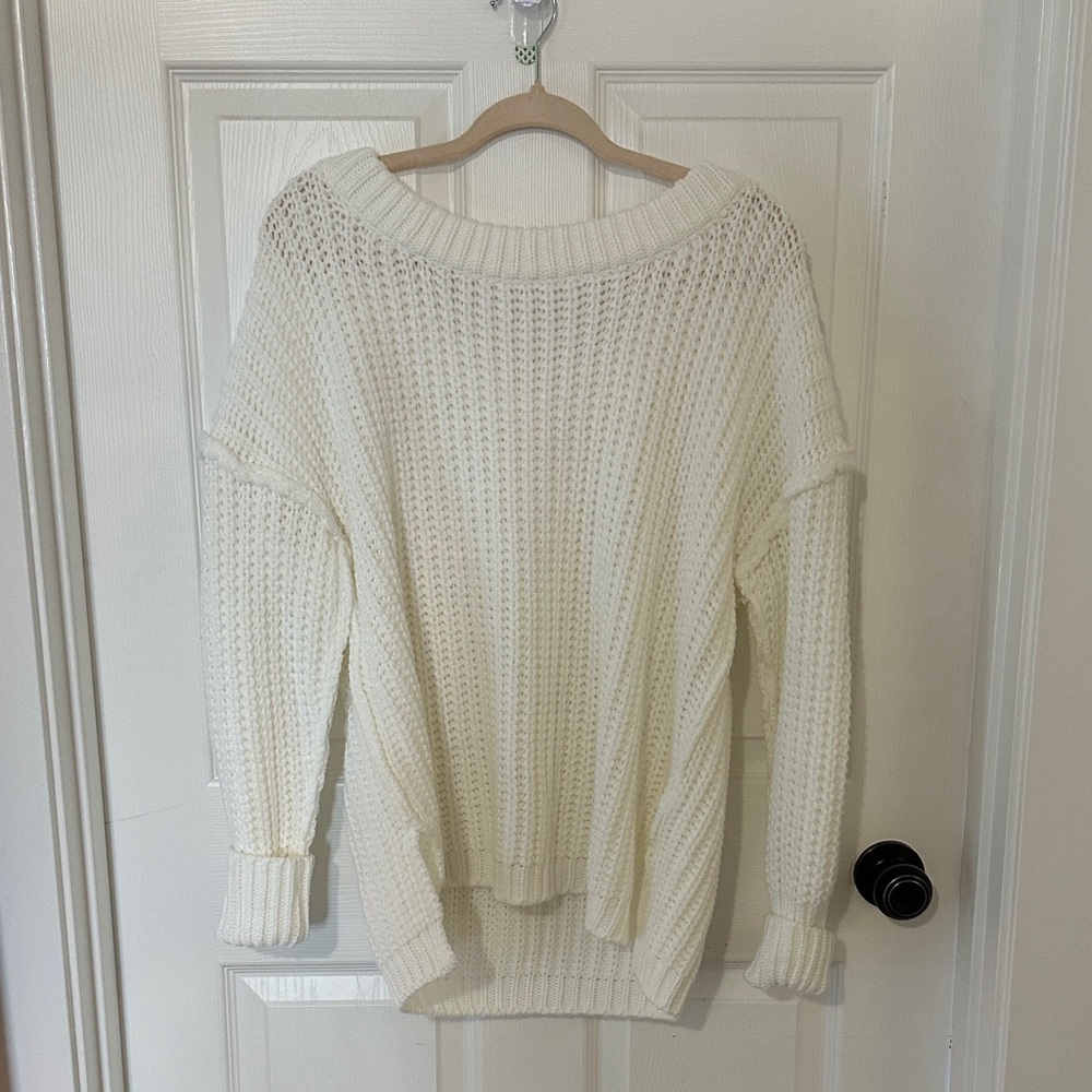 SHEIN Cream Knit Crew Neck Sweater